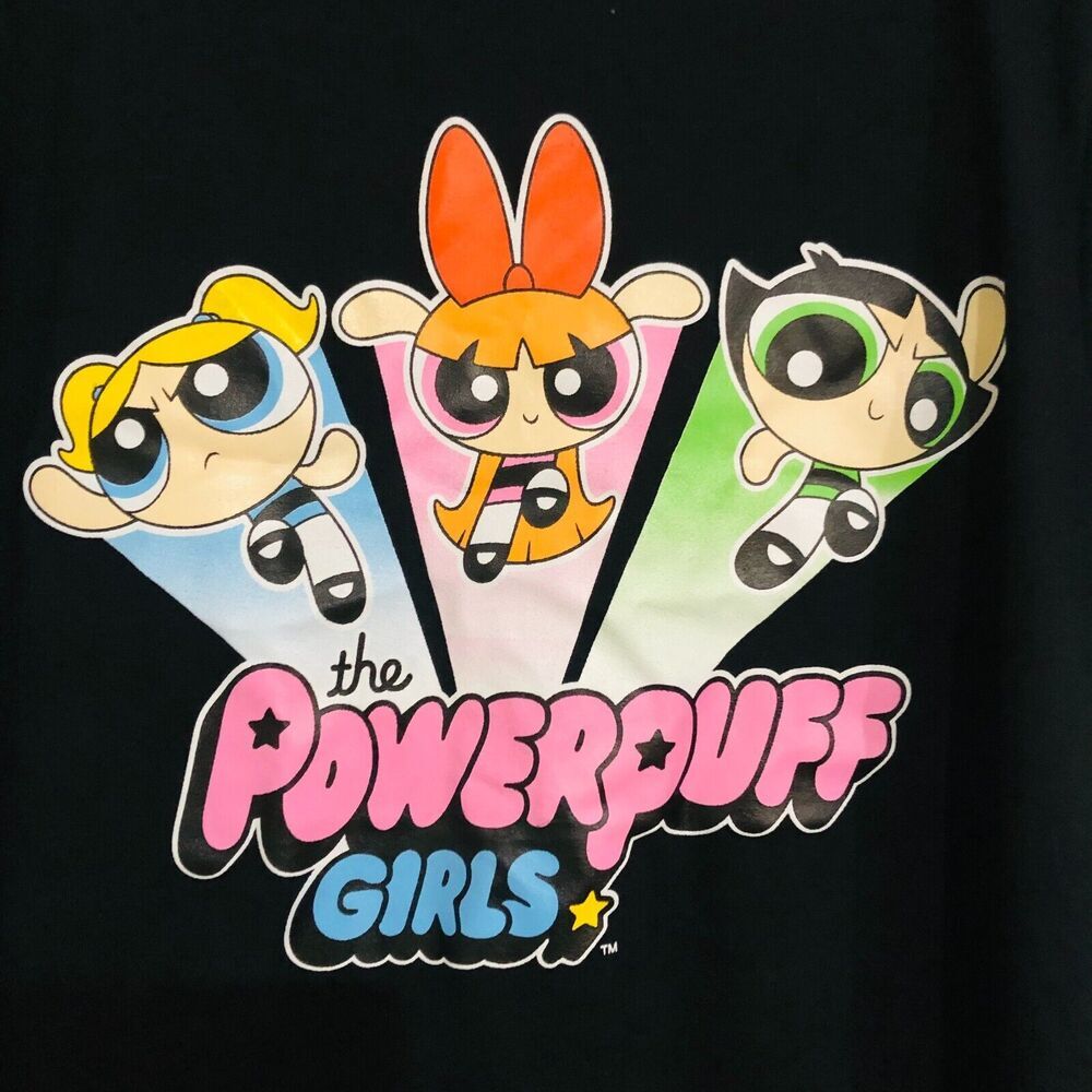 Disney Women's T-Shirt The Powerpuff Girls Short Sleeve Crew Neck Black XXL NEW